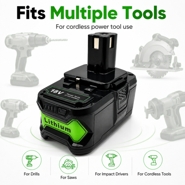 Compatible with Ryobi power tools,P108 18V Lithium battery